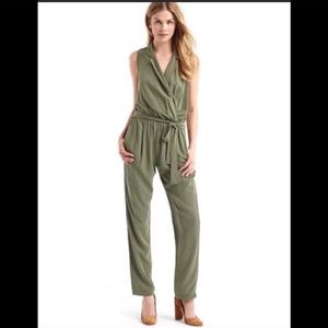 Gap olive surplice jumpsuit xs